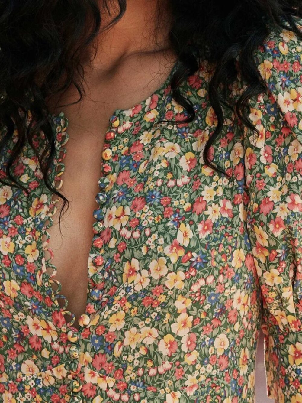 Doen Laurel Dress in Green Valley Floral Size Large ***ALTERED TO KNEE LENGTH*** - Picture 2 of 6